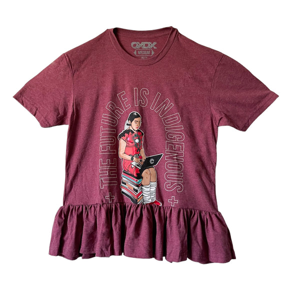 Future Maroon Peplum Tee - Small